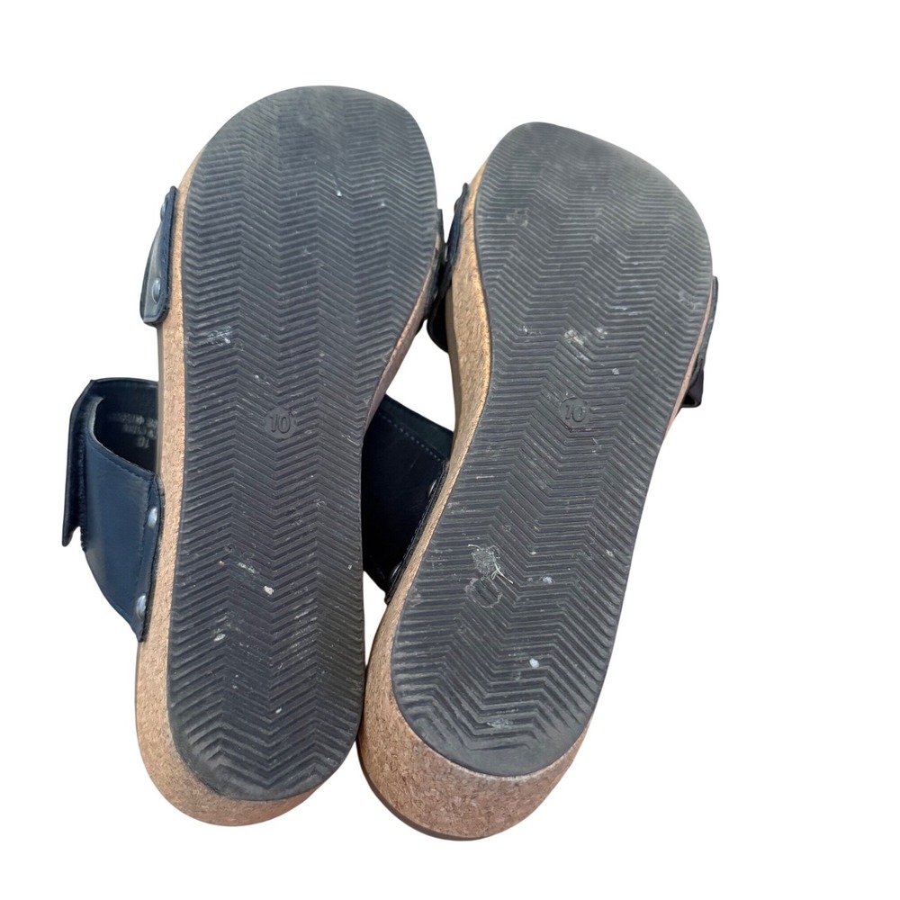 Boutique by Corkys Shaw Navy Blue Double Strap Cork Wedge Sandals Womens 10 - Picture 5 of 7